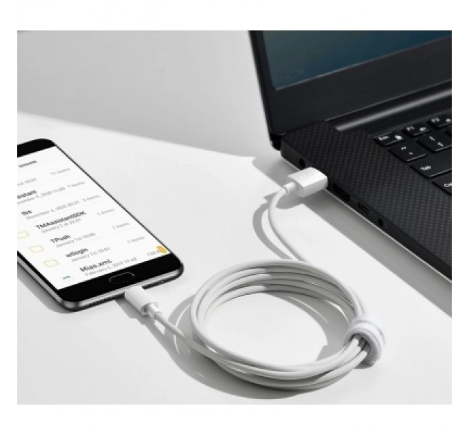 Baseus Дата кабель USB 2.0 AM to Micro 5P Simple WisdomKit (2PCS) 1.5m 2.1A white Baseus (TZCAMZJ-02)