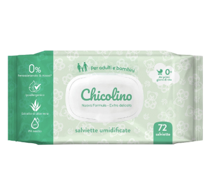 Chicolino Дитячі вологі серветки Chicolino алоє вера 72 шт (4823098411802)