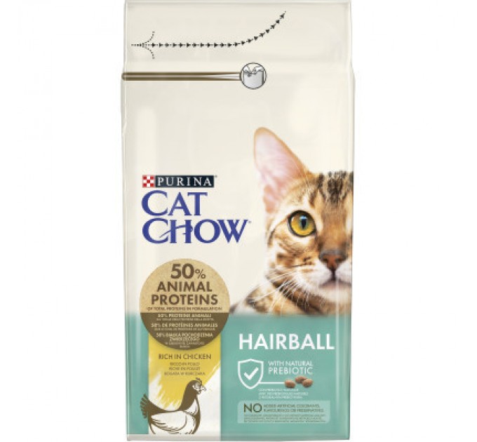 Purina Cat Chow Сухий корм для кішок Purina Cat Chow Hairball з куркою 1.5 кг (5997204514486)