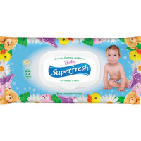 Дитячі вологі серветки Superfresh Baby chamomile з клапаном 72 шт (4820048488044)
