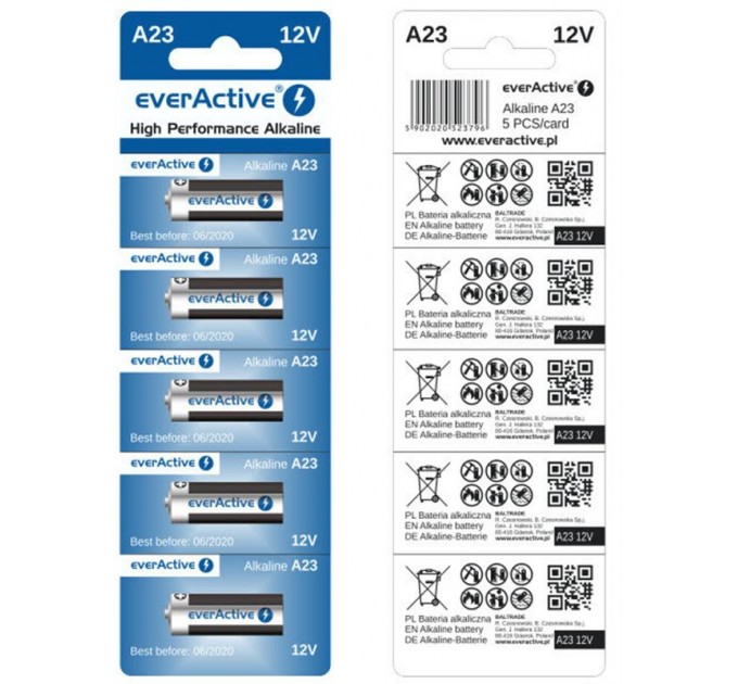 everActive Батарейка everActive A23 (23A5BL) BL 5шт