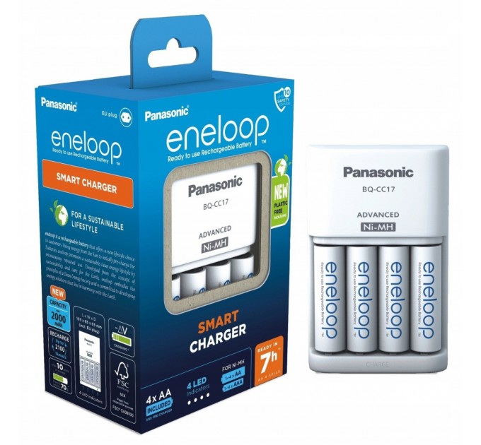 Panasonic Зарядний пристрій Panasonic Advanced Charger + Eneloop AA/HR06 Ni-Mh 2000 мАh 4 шт.