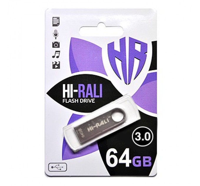 Hi-Rali Флеш-накопичувач USB3.0 64GB Hi-Rali Shuttle Series Silver (HI-64GB3SHSL)