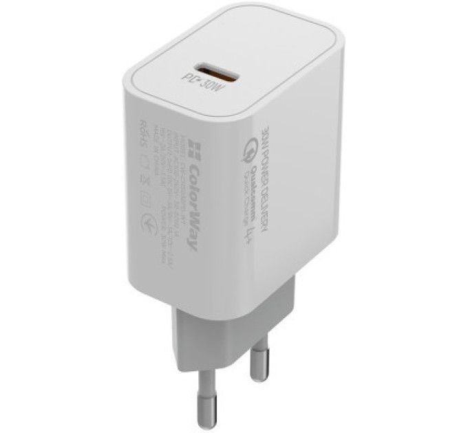 ColorWay Зарядний пристрій ColorWay PD Port PPS USB Type-C (30W) white (CW-CHS038PD-WT)