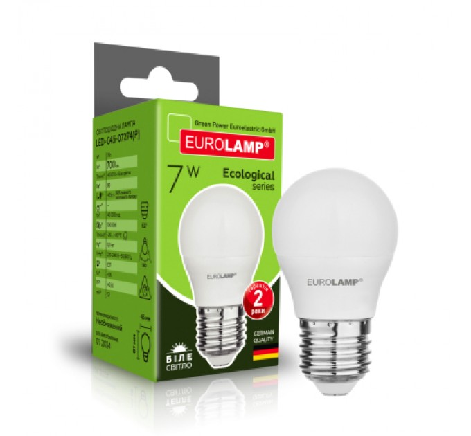 Eurolamp Лампочка Eurolamp LED ECO серия "P" G45 7W 700Lm E27 4000K (LED-G45-07274(P))