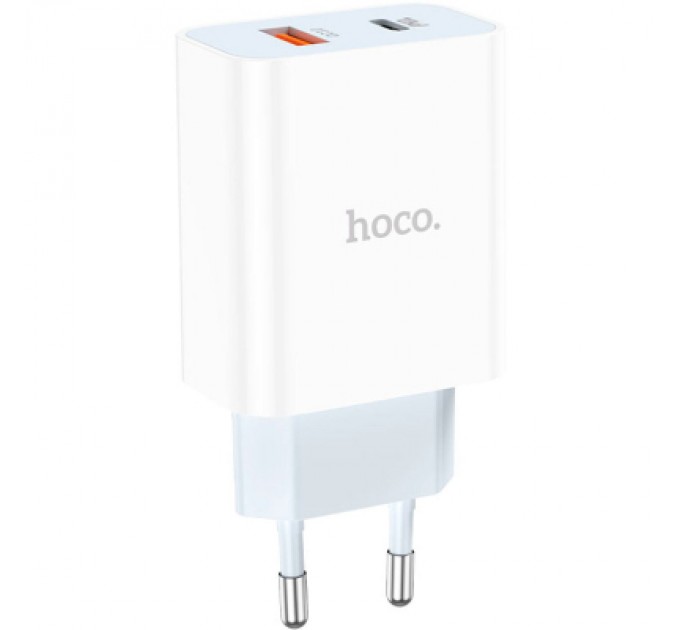 HOCO Зарядний пристрій HOCO C97A 1xUSB-C PD20W + 1xUSB QC3.0 White (6931474766076)