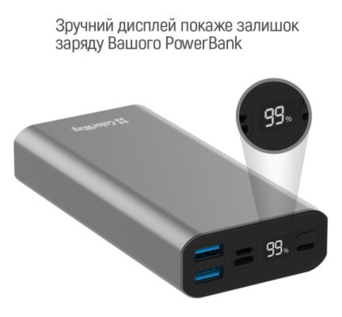 ColorWay Батарея універсальна ColorWay 20 000 mAh PD/20W, QC/3.0, USB-C/Micro-USB/Lightning/USB-A max.22.5W Gray (CW-PB200LPH3GR-PDD)