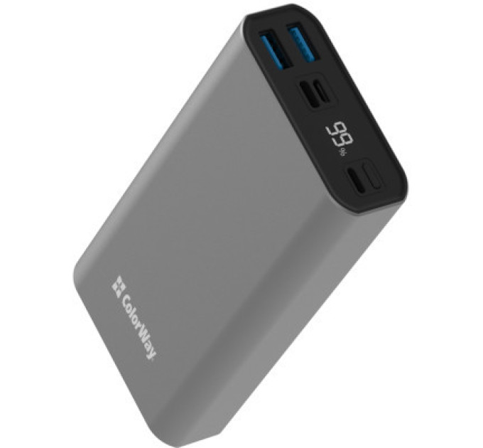 ColorWay Батарея універсальна ColorWay 20 000 mAh PD/20W, QC/3.0, USB-C/Micro-USB/Lightning/USB-A max.22.5W Gray (CW-PB200LPH3GR-PDD)