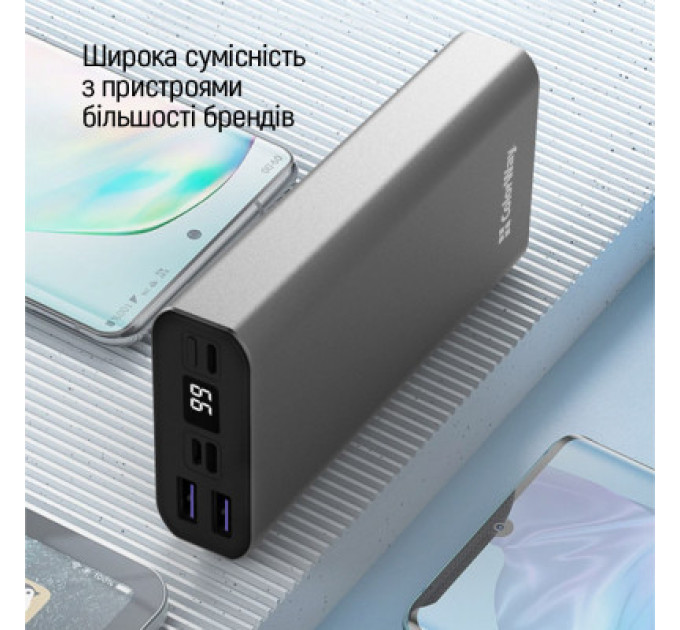 ColorWay Батарея універсальна ColorWay 20 000 mAh PD/20W, QC/3.0, USB-C/Micro-USB/Lightning/USB-A max.22.5W Gray (CW-PB200LPH3GR-PDD)
