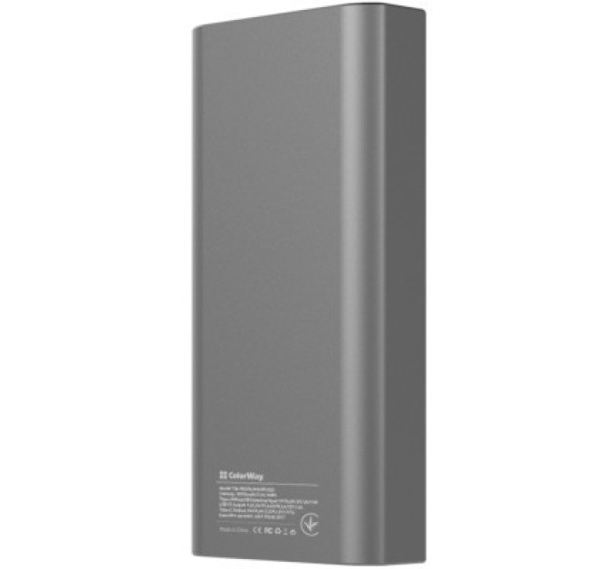 ColorWay Батарея універсальна ColorWay 20 000 mAh PD/20W, QC/3.0, USB-C/Micro-USB/Lightning/USB-A max.22.5W Gray (CW-PB200LPH3GR-PDD)