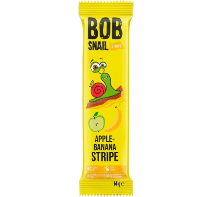 Bob Snail Цукерка Bob Snail Яблучно-банановий страйп, 14 г (4820219344254)