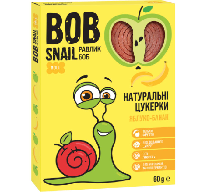 Bob Snail Цукерка Bob Snail Равлик Боб Яблучно-Бананові 60 г (4820219345411)