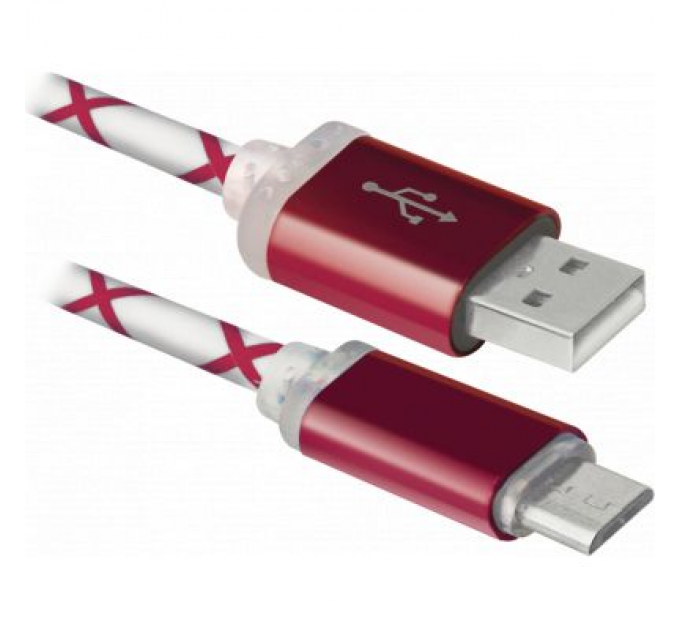 Defender Дата кабель USB08-03LT USB - Micro USB, RedLED backlight, 1m Defender (87556)