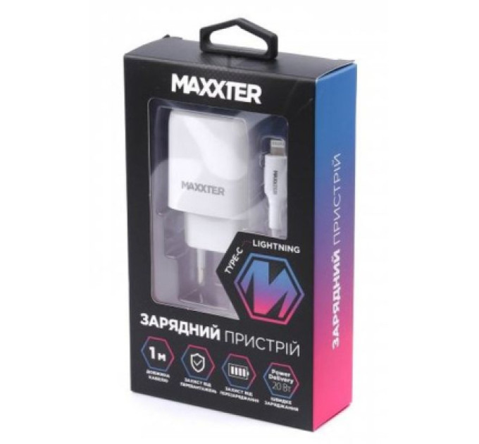 Maxxter Зарядний пристрій Maxxter USB + cable USB-C to Lighting (PD 20W) (WC-PD-CtL-01)