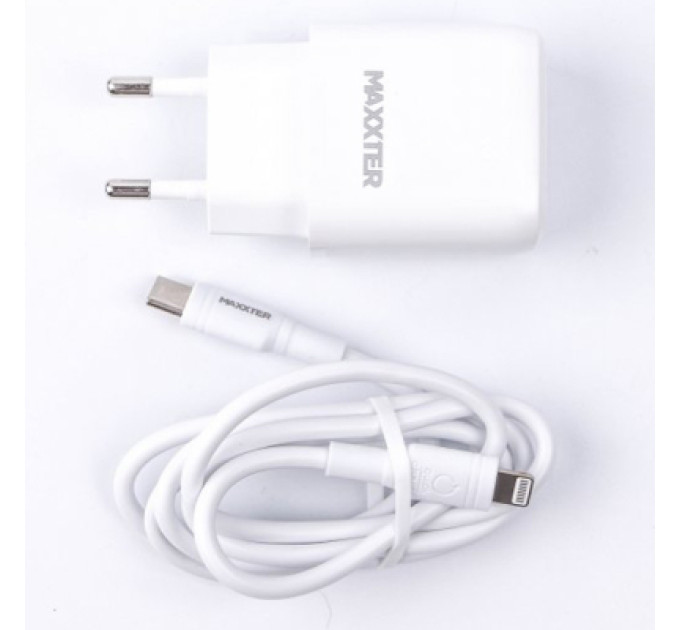 Maxxter Зарядний пристрій Maxxter USB + cable USB-C to Lighting (PD 20W) (WC-PD-CtL-01)