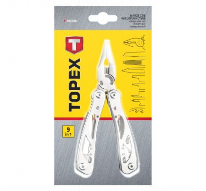 Topex Мультитул Topex 9 элементов, серебряный (98Z058)